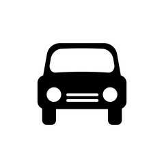 Black retro car icon on white background. Simple vector symbol.