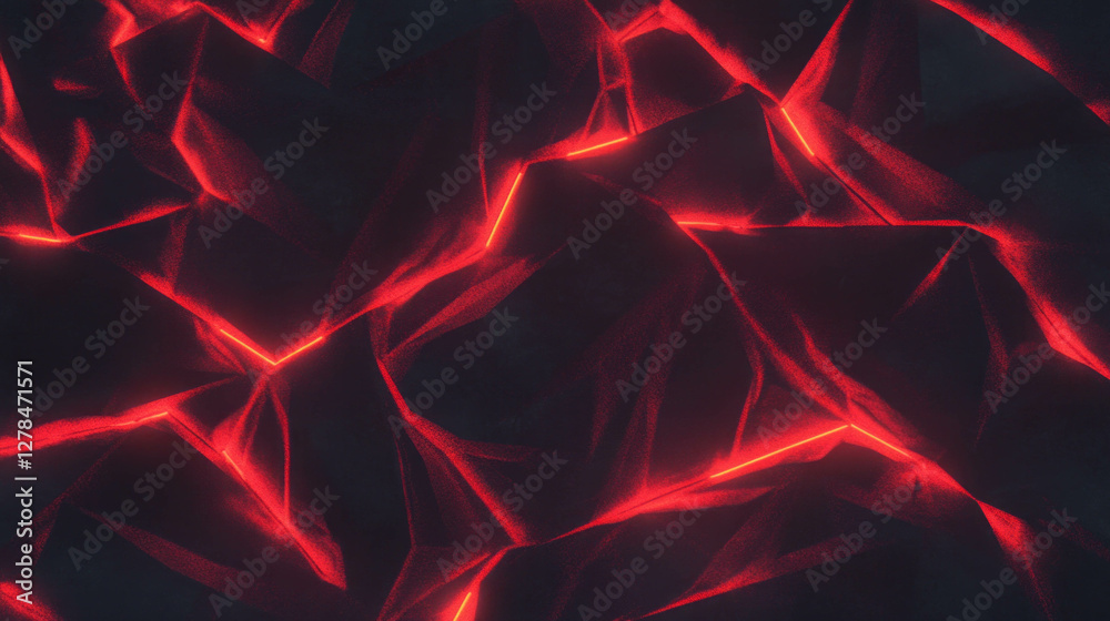 Poster futuristic neon geometric wall with sharp red light for modern design