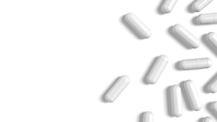 Pills isolated on white background. 3d illustration.