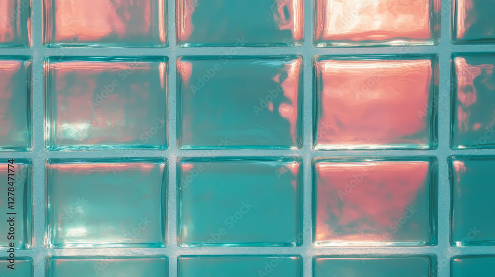 Poster diffused light through glass block wall texture for interior design and architecture