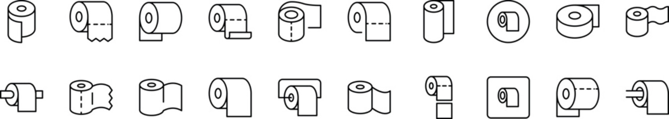 Toilet Paper Outline Simple Linear Image Collection. Editable Stroke. Perfect for Web Sites, Books, Cards, Apps