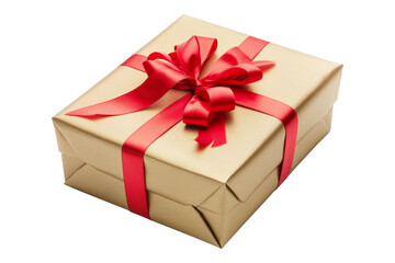 Obraz premium Christmas gift box with red ribbon bow isolated