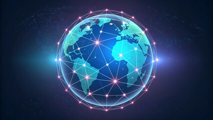 Obraz premium Global Network Connectivity: Digital World Map Visualization
