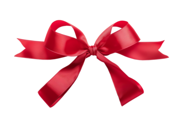 red ribbon bow isolated on white background