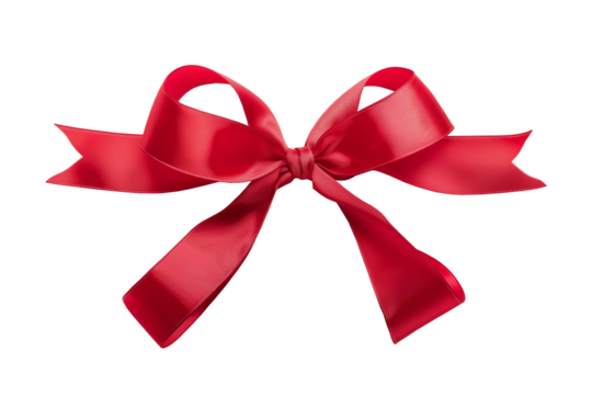 red ribbon bow isolated on white background