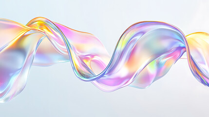 Abstract iridescent flowing waves digital art