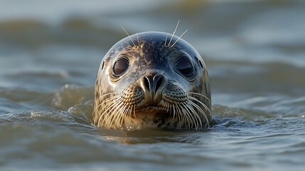 Fototapeta premium Harbor Seal Portrait in Water