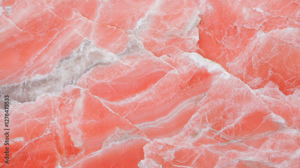 Poster glossy pink marble texture with abstract white patterns for interior design