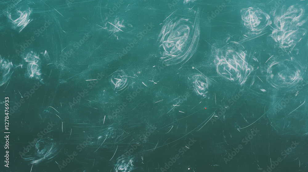Poster abstract green chalkboard texture with white chalk scribbles for background design