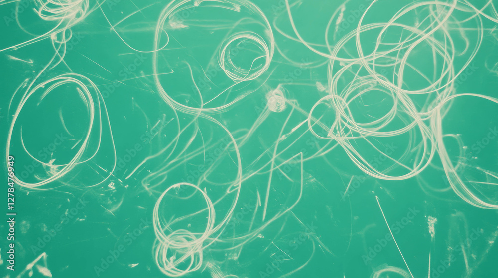 Poster abstract chalkboard texture with white chalk scribbles on green background