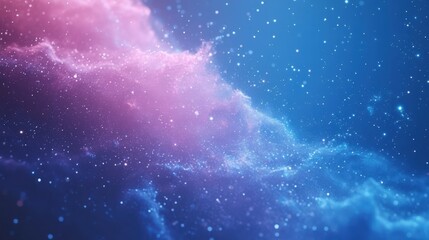 Obraz premium A Mesmerizing Cosmic Nebula Displaying Vibrant Shades of Pink and Blue with Enchanting Stars in a Celestial Night Sky