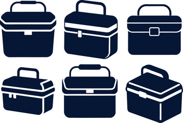 lunchbox silhouette icon set vector