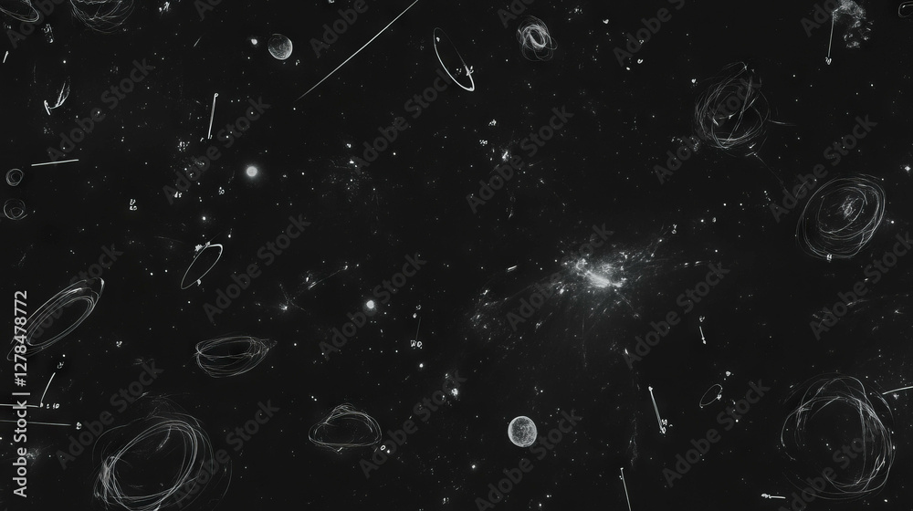 Aufkleber cosmic chalkboard art with erased chalk patterns and space elements