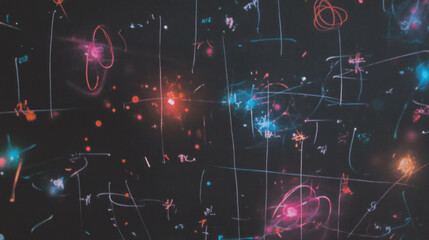 Abstract neon chalkboard art with vibrant colors and scribbles for creative design