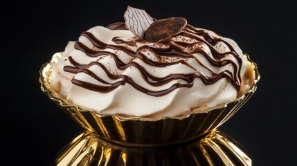 A Symphony of Sweetness: Exquisite Chocolate Dessert in Golden Dish