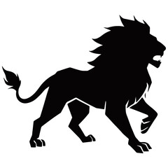 Silhouette Lion Vector Graphic Art Illustration