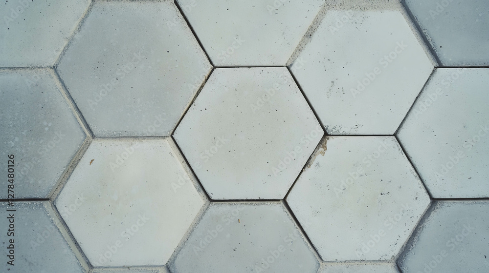 Poster Modern hexagonal tile pattern with grey finish and white grout for architecture and design