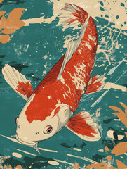 japanese koi fish in the pond