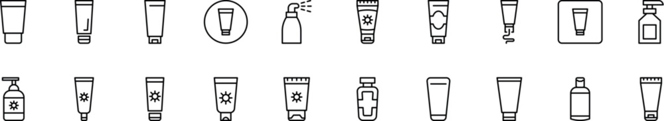 Cosmetic Bottle Collection of Thin Icons. Editable Stroke. Perfect for Web Sites, Books, Cards, Apps