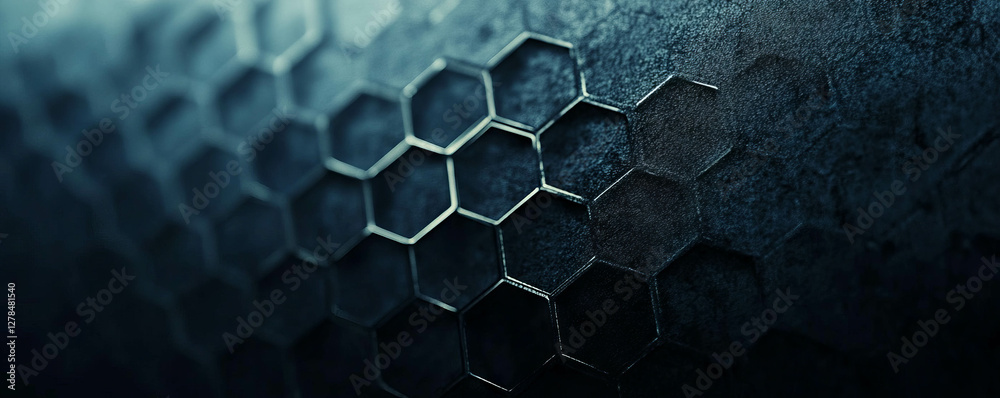 Poster Abstract hexagonal mesh pattern on textured wall for modern design and background use
