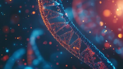 Dna molecule structure in scientific laboratory environment, futuristic biotechnology research and genetic engineering concept, abstract glowing double helix with floating particles, innovation in med