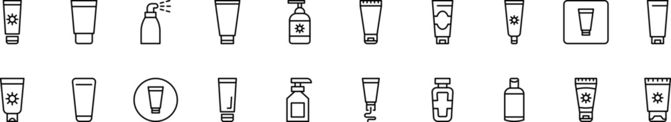 Cosmetic Bottle Bundle of Thin Icons. Editable Stroke. Perfect for Web Sites, Books, Cards, Apps