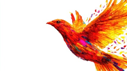 Fototapeta premium Colorful abstract painting of a bird in flight.