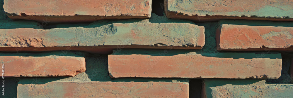 Aufkleber Textured horizontal brick pattern for architectural design and background use