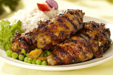 Delicious Grilled Chicken with Rice and Peas