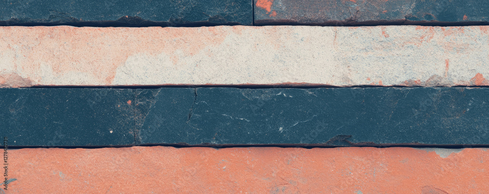 Poster Abstract brick texture with horizontal thick stripes and rough surface for background design