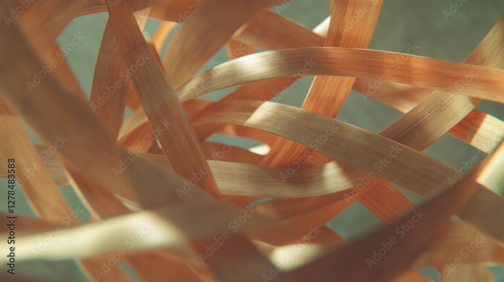 Poster intersecting bamboo strips texture - natural weaving design background