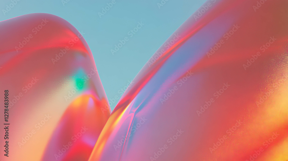 Poster iridescent abstract pattern on smooth surface highlighting vivid colors