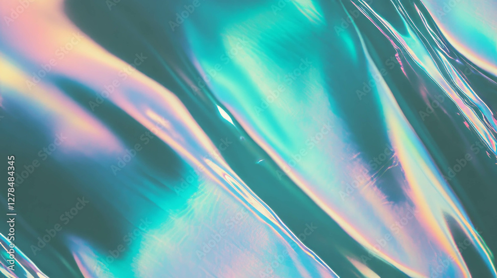 Poster iridescent blue and green wall texture with subtle enhancements for creative design projects