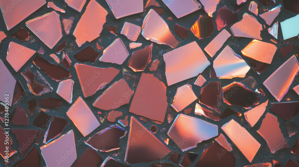 Poster shimmering iridescent mosaic tile wall texture for design projects