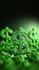 Obraz premium 3D rendering of green dollar signs made from money represents high yield savings and strategies for increasing account interest rates