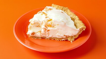 A Slice of Creamy Vanilla Ice Cream Pie, a Delicious and Refreshing Dessert
