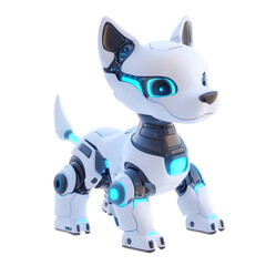Futuristic robotic dog with blue accents and advanced features for interactive play