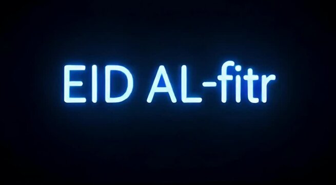 Eid al-Fitr Celebration Neon Sign and Festive.