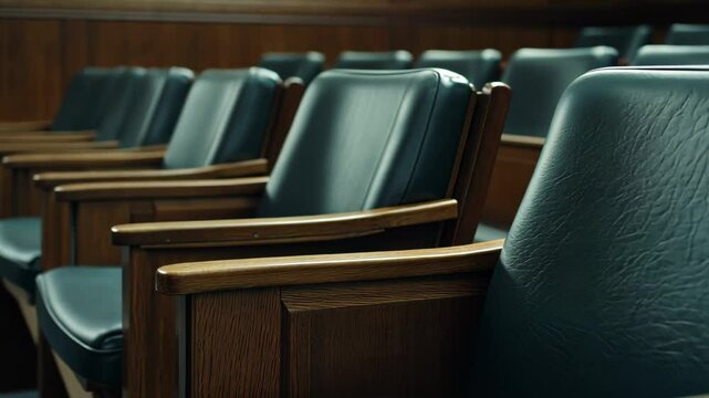 Row of armchairs in cinema or court as jury