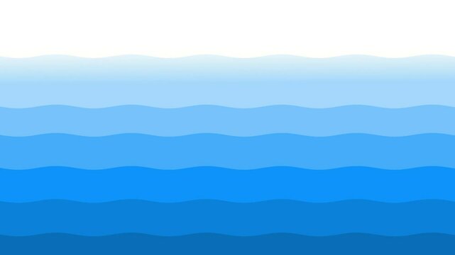 Blue ocean or sea waves ripple in different colors of blue looped vector animation