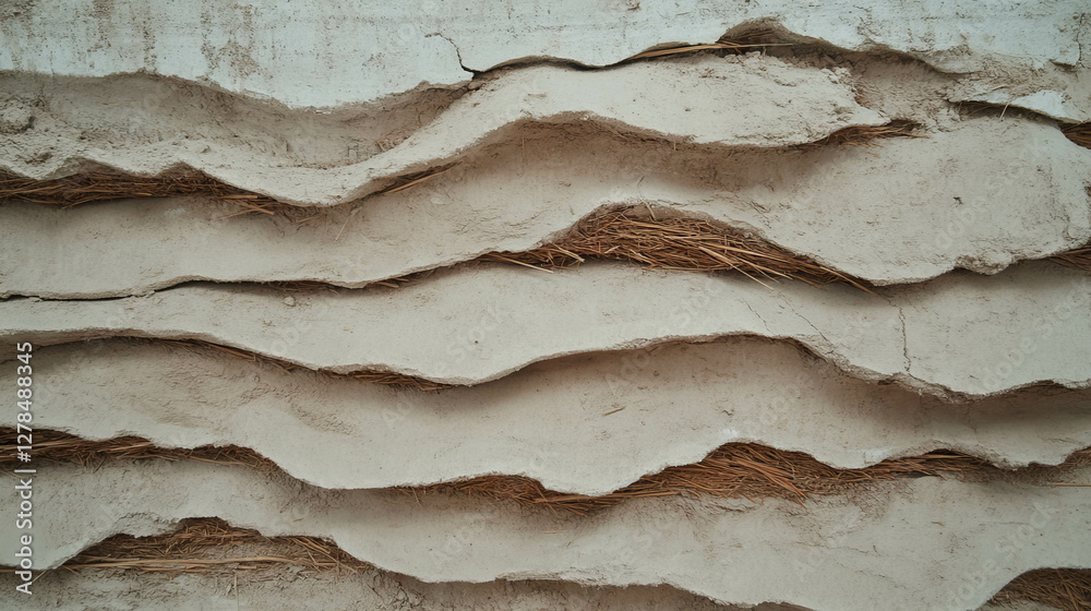 Poster layered adobe clay wall texture with natural rough patterns for design