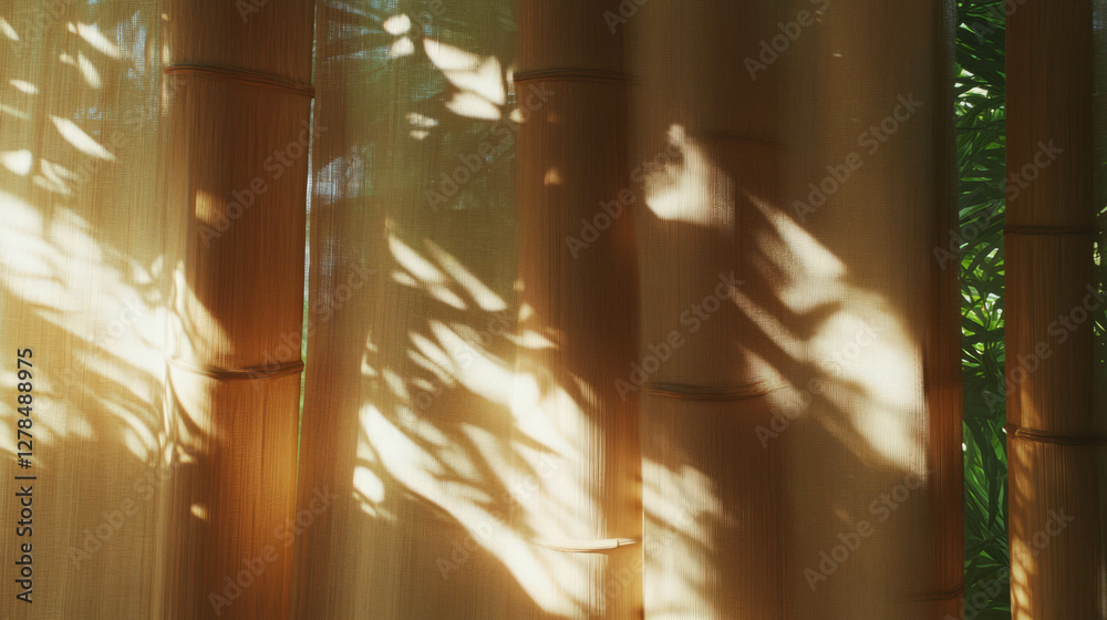 Poster light bamboo wall with natural textured design and subtle patterns