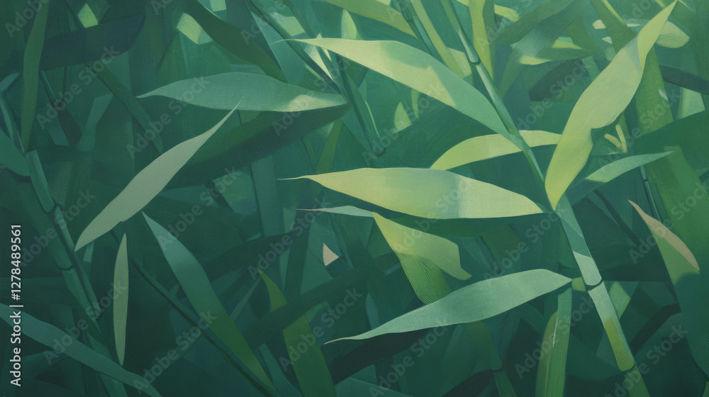 Poster light green bamboo with soft lighting - natural texture for design projects