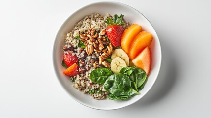 3D Render of a Healthy Grain Bowl Filled with Quinoa and Fruits