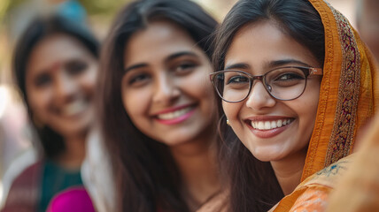 Fototapeta premium Indian women smiling.