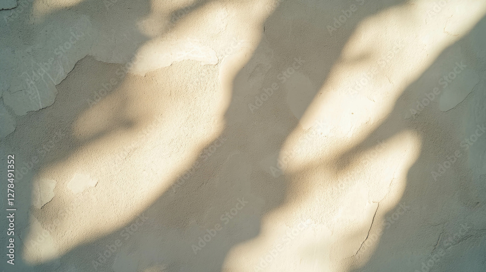 Poster Soft shadows on smooth textured clay wall surface in subtle light