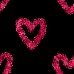 pink hearts on black background