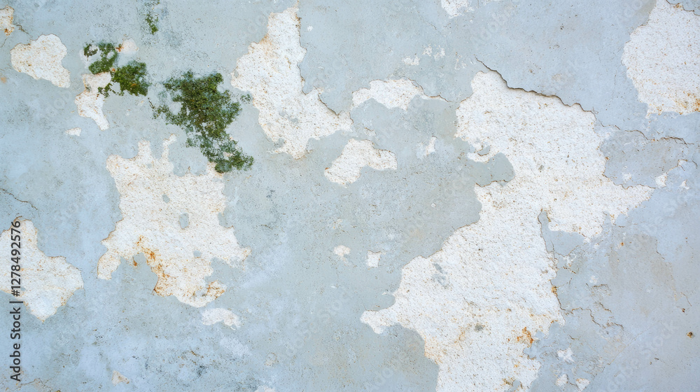 Poster textured limestone with moss and weathered cracks - natural surface for design and decoration