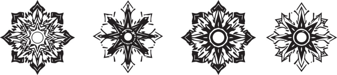 Set of elements for flat design, patterns, ornaments, mandalas. Hand drawn vector illustration