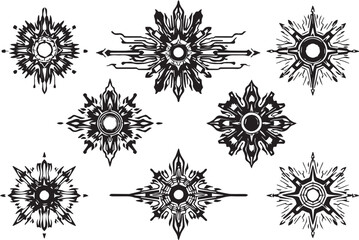 Set of elements for flat design, patterns, ornaments, mandalas. Hand drawn vector illustration